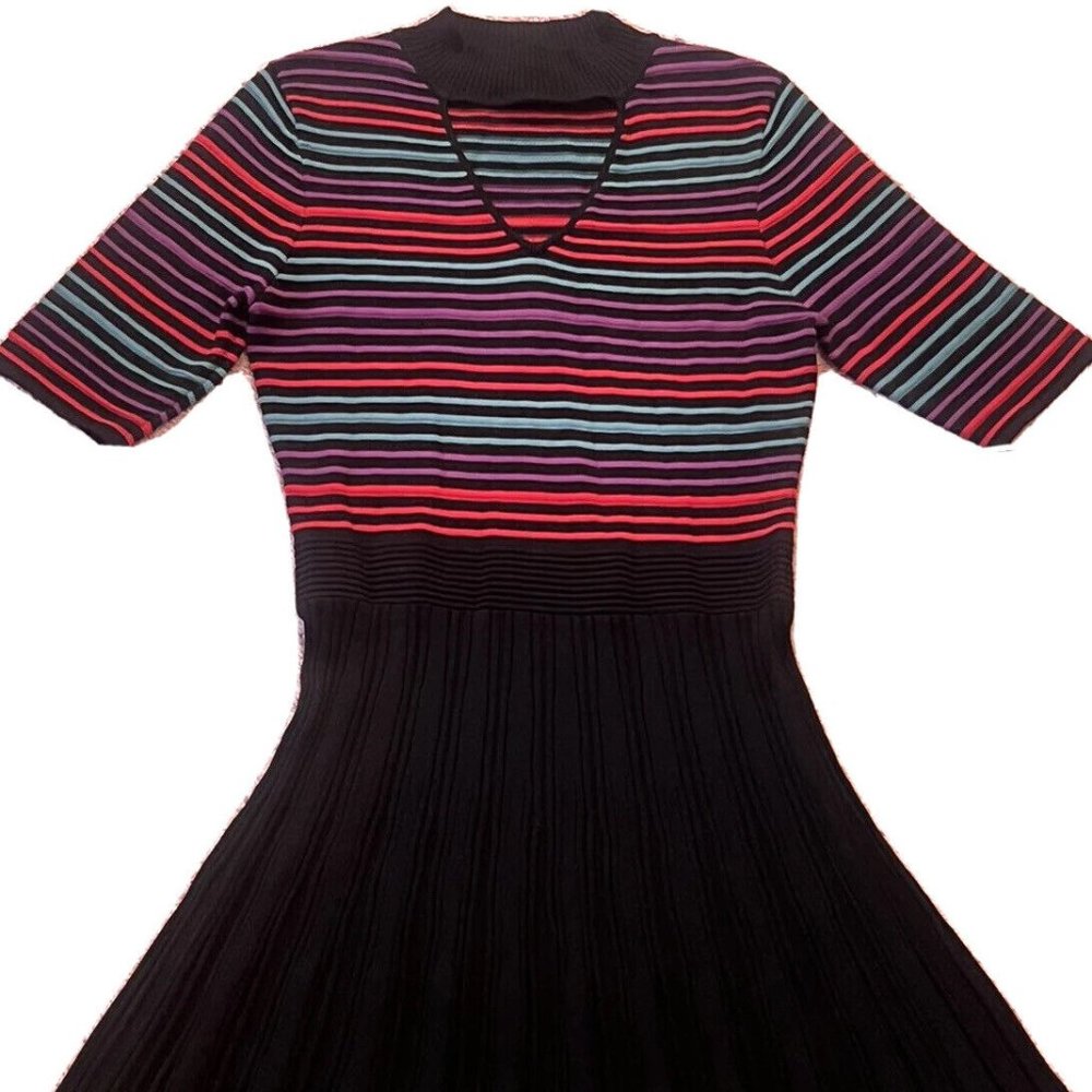 Candie's Womens Juniors Striped Choker Gigi Skater Sweater Dress Black Size XL
